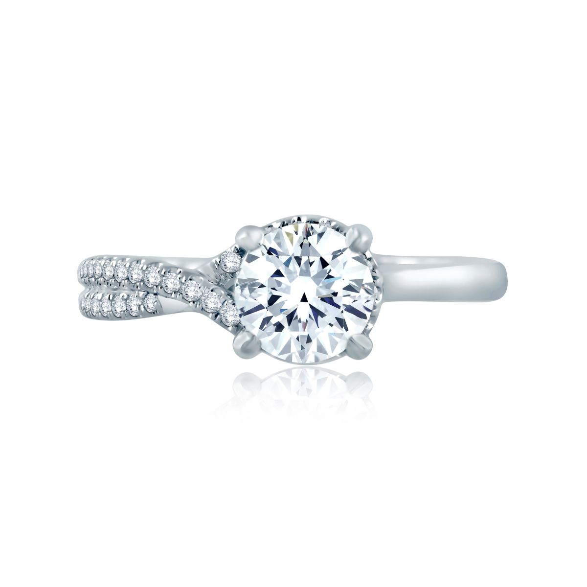 A. Jaffe 14K White Gold Diamond Crisscrossed Semi Pavé Engagement Ring, 0.16cttw