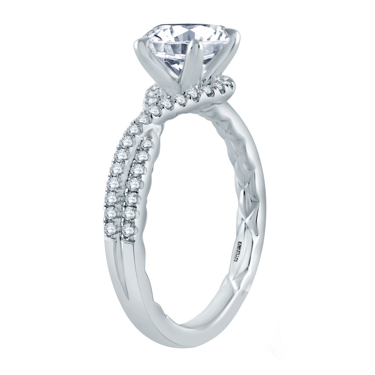 A. Jaffe 14K White Gold Diamond Crisscrossed Semi Pavé Engagement Ring, 0.16cttw