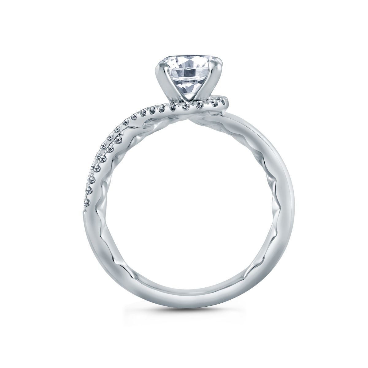 A. Jaffe 14K White Gold Diamond Crisscrossed Semi Pavé Engagement Ring, 0.16cttw