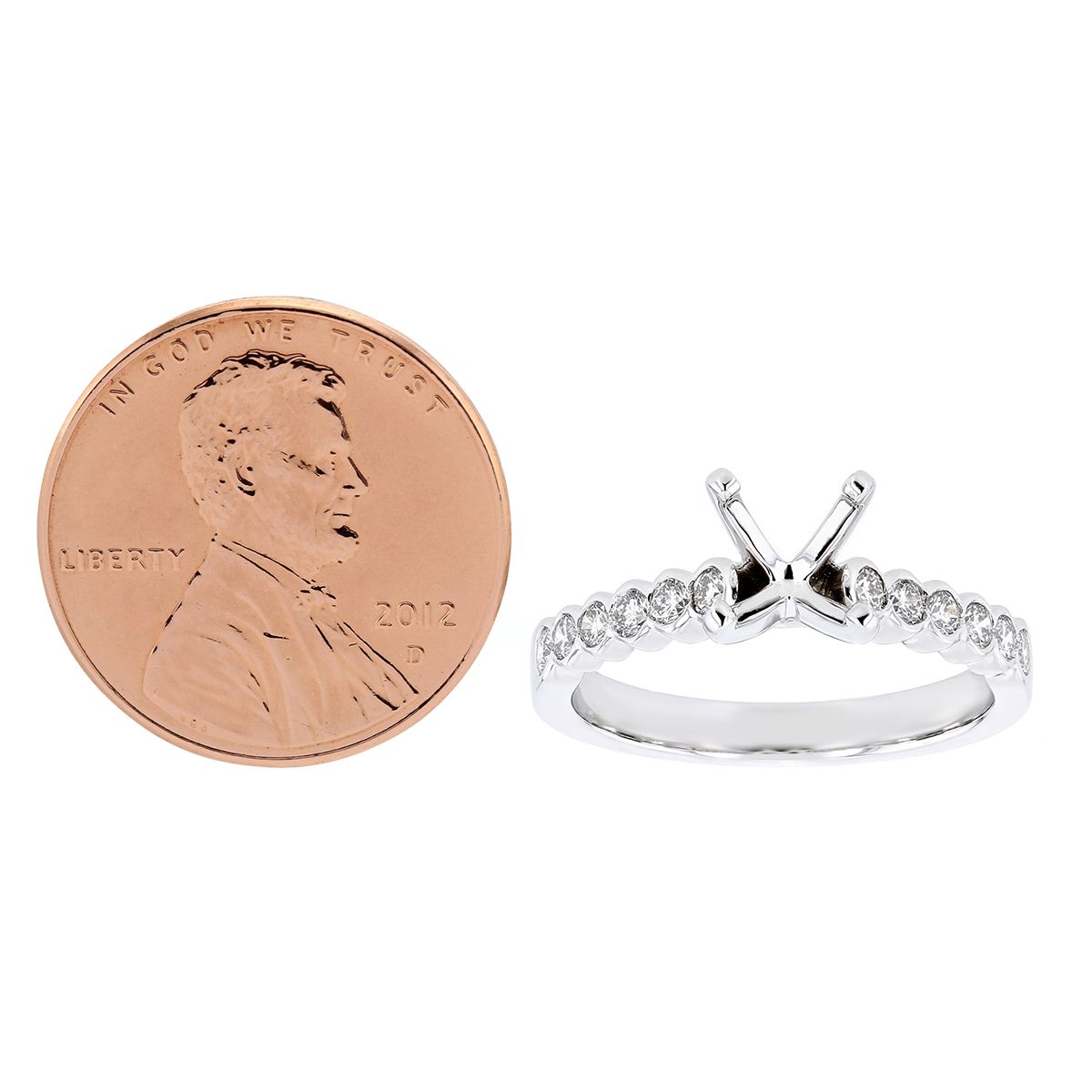 White Gold Diamond Bezel Set Ring Setting