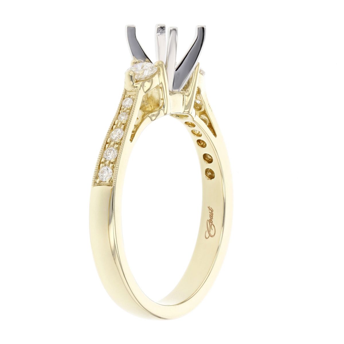 Diamond Milgrain Ring Setting in Yellow Gold