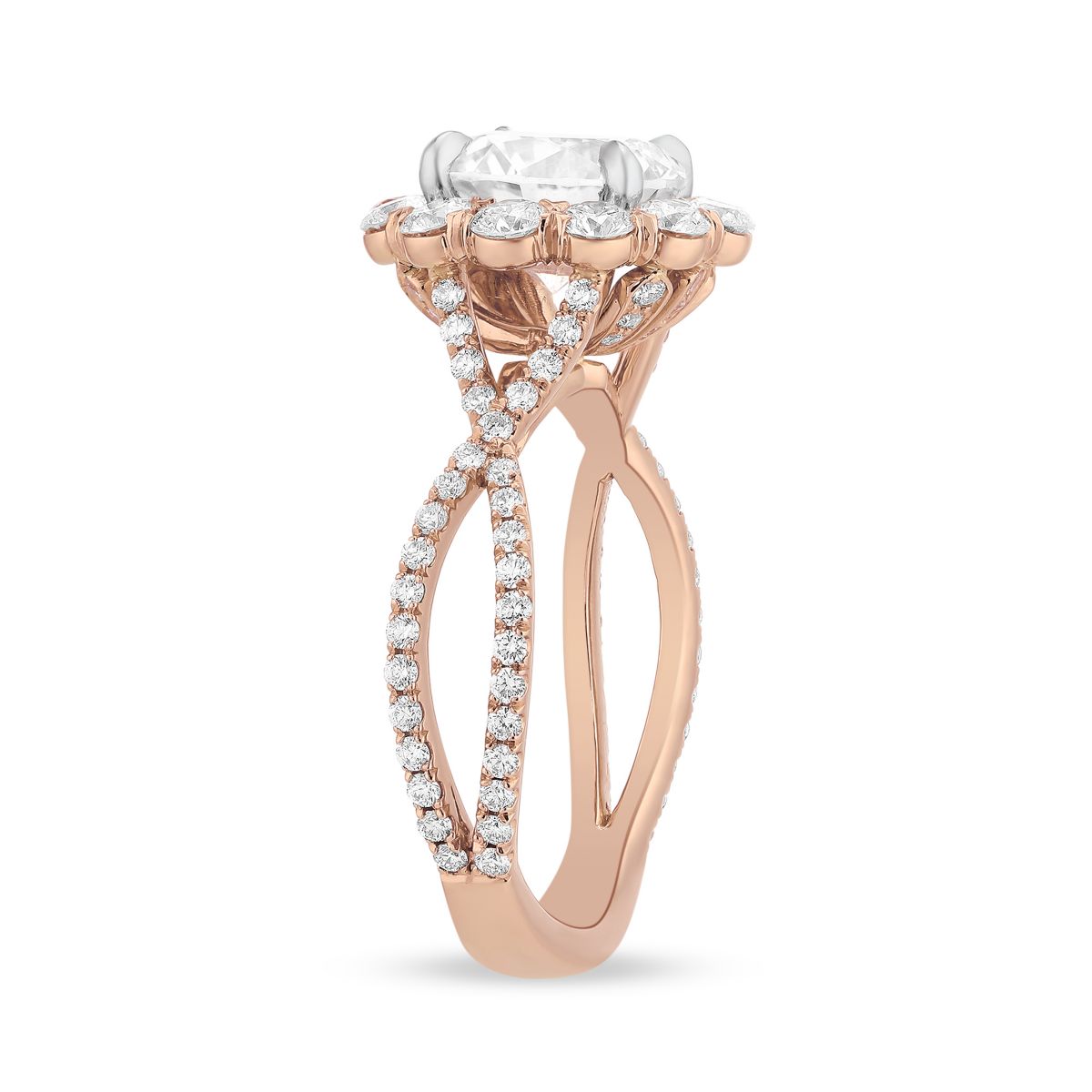 18K Rose Gold 12 Diamond Halo Ring Setting