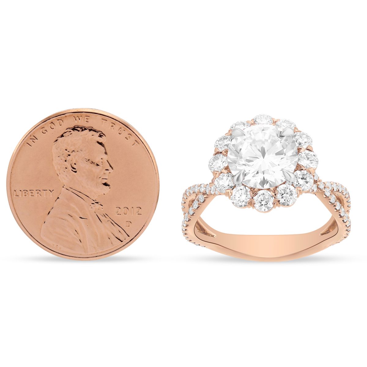 18K Rose Gold 12 Diamond Halo Ring Setting