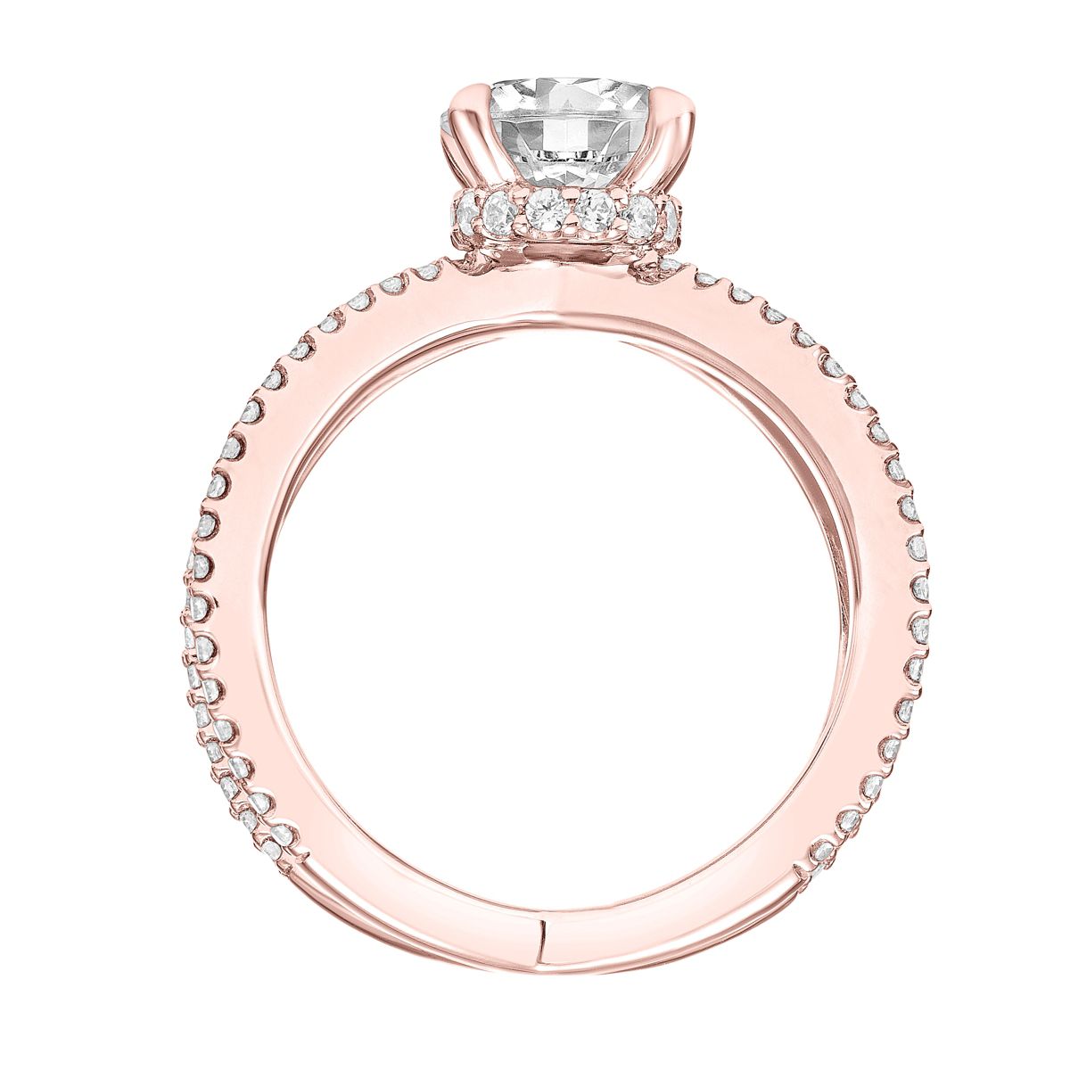 Rose Gold Diamond Pavé 2 Row X Ring Setting