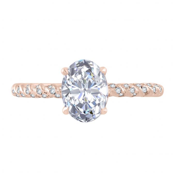 A. Jaffe 14K Rose Gold Diamond Twisted Shank Ring Setting, 0.31aptw