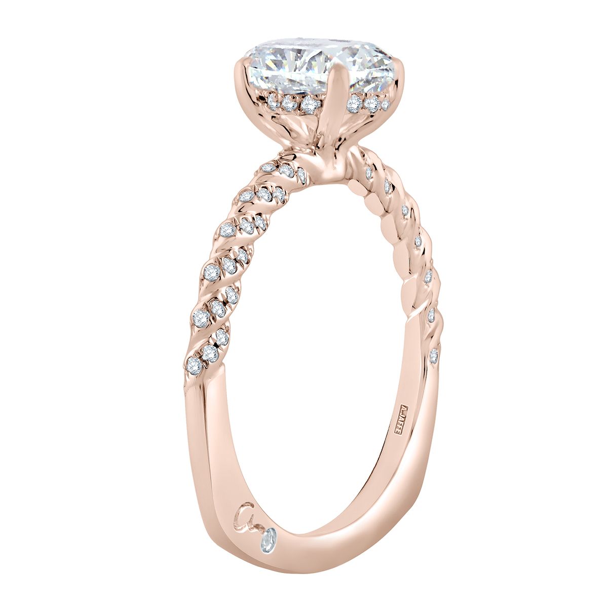 A. Jaffe 14K Rose Gold Diamond Twisted Shank Ring Setting, 0.31aptw