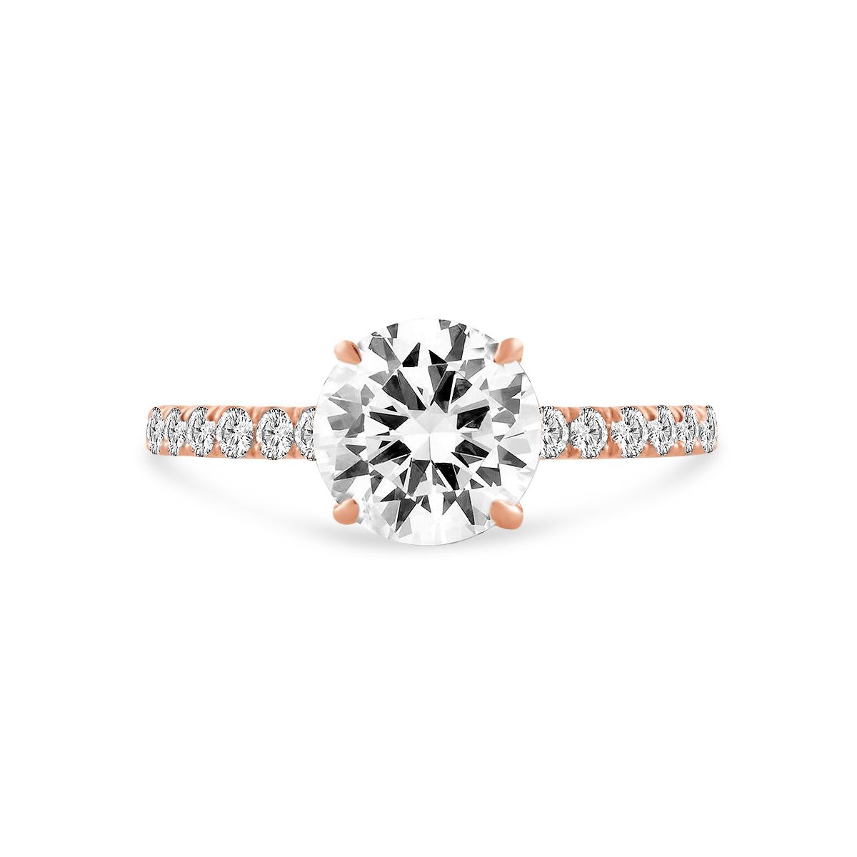 A. Jaffe 14K Rose Gold Diamond Shank & Basket Ring Setting, 0.43aptw