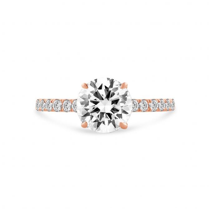 A. Jaffe 14K Rose Gold Diamond Shank & Basket Ring Setting, 0.43aptw