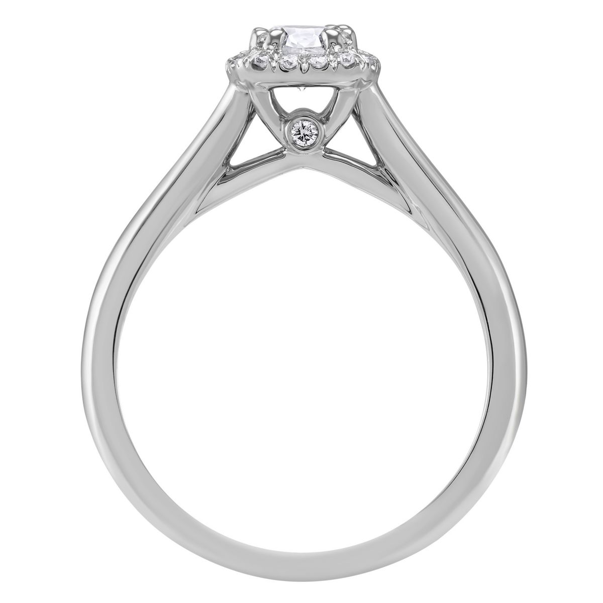 14K White Gold Diamond Ring with Cushion Halo, 0.40 ct