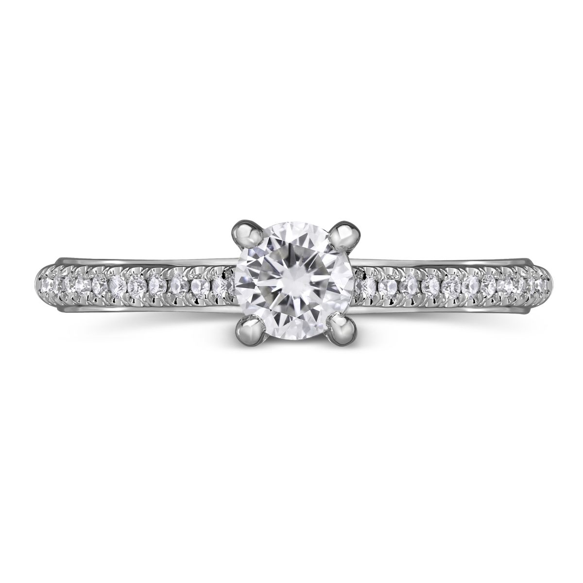 14K White Gold Diamond Ring with Diamond Shank, 0.60 ct