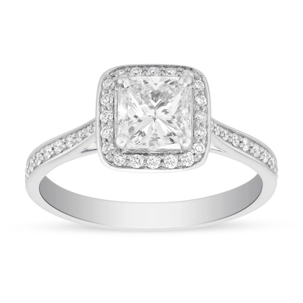 18K White Gold Borsheims Signature Diamond Engagement Ring with Diamond ...