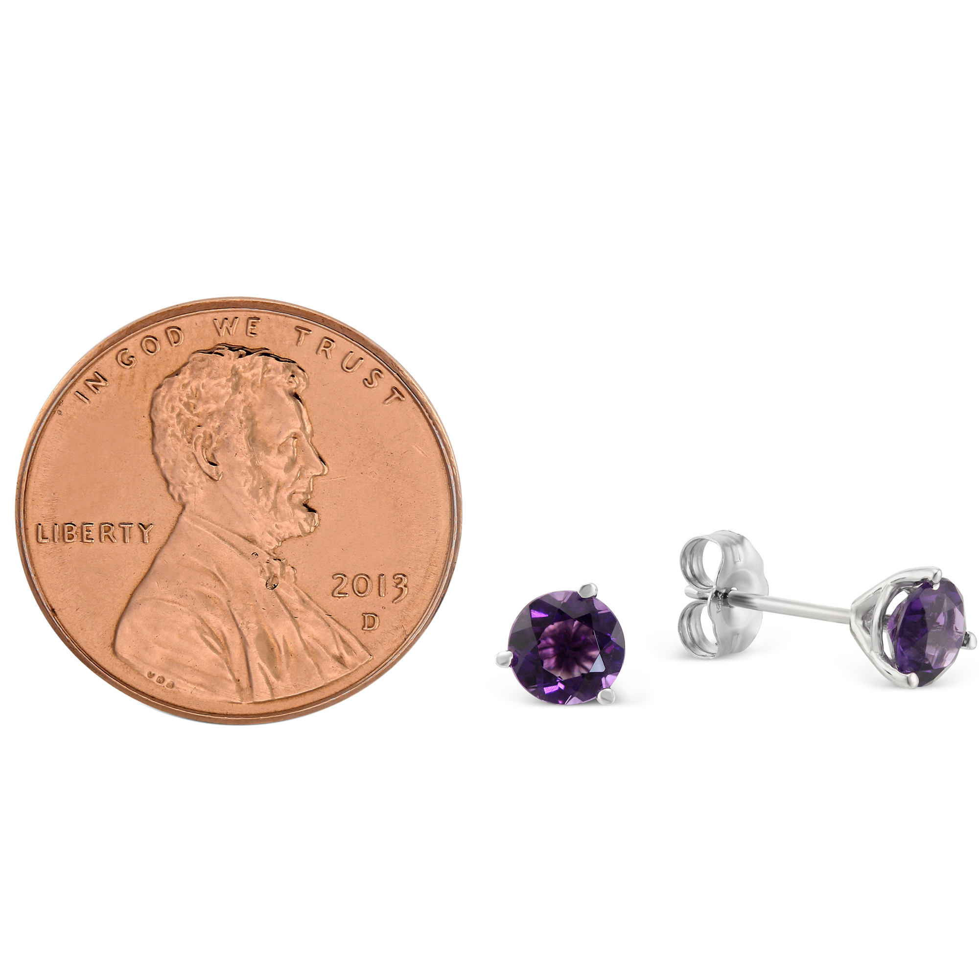 Amethyst Stud Earrings, 5mm in White Gold
