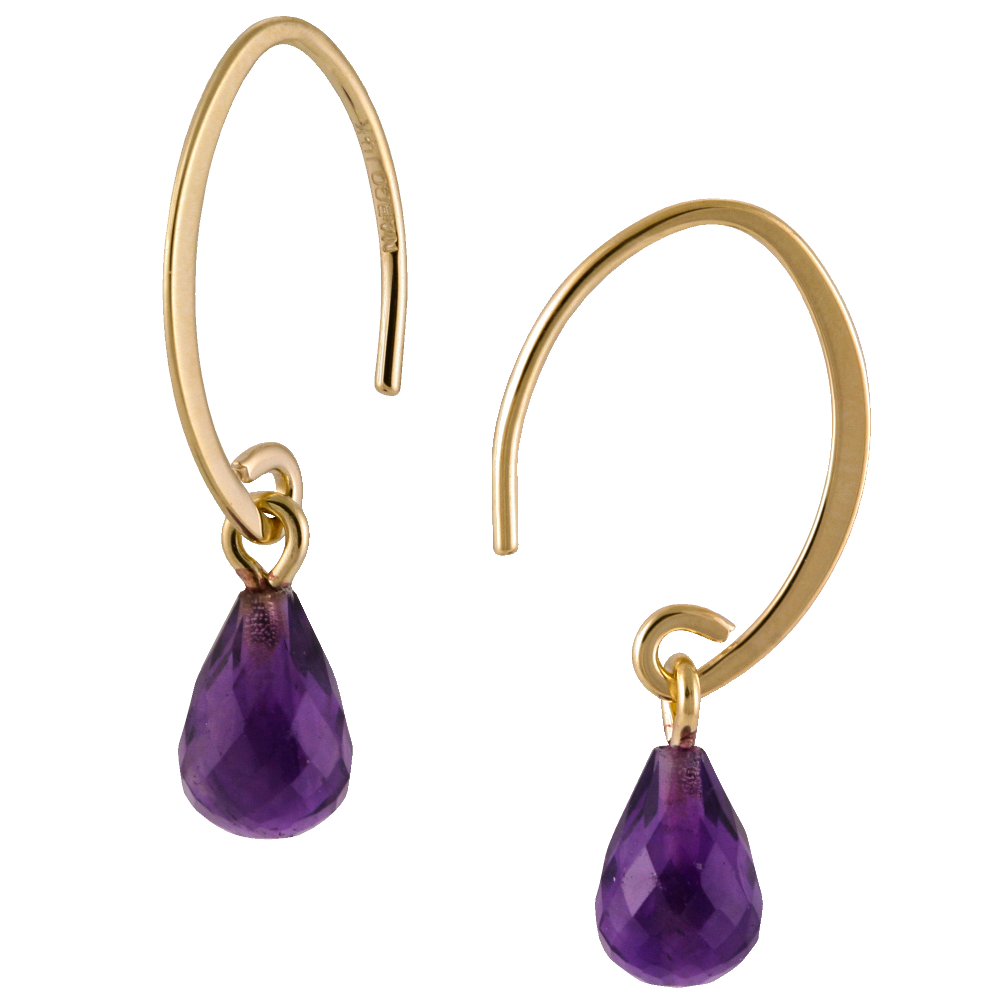 Amethyst Briolette Simple Sweep Drop Earrings In Yellow Gold Borsheims