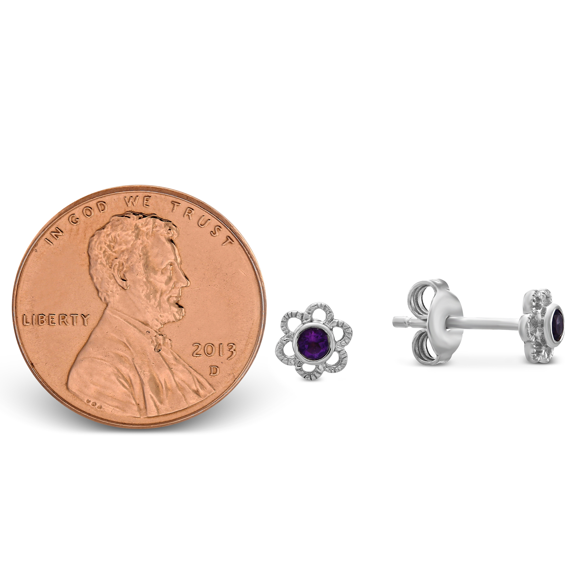 Sterling Silver Children's Amethyst Flower Earrings