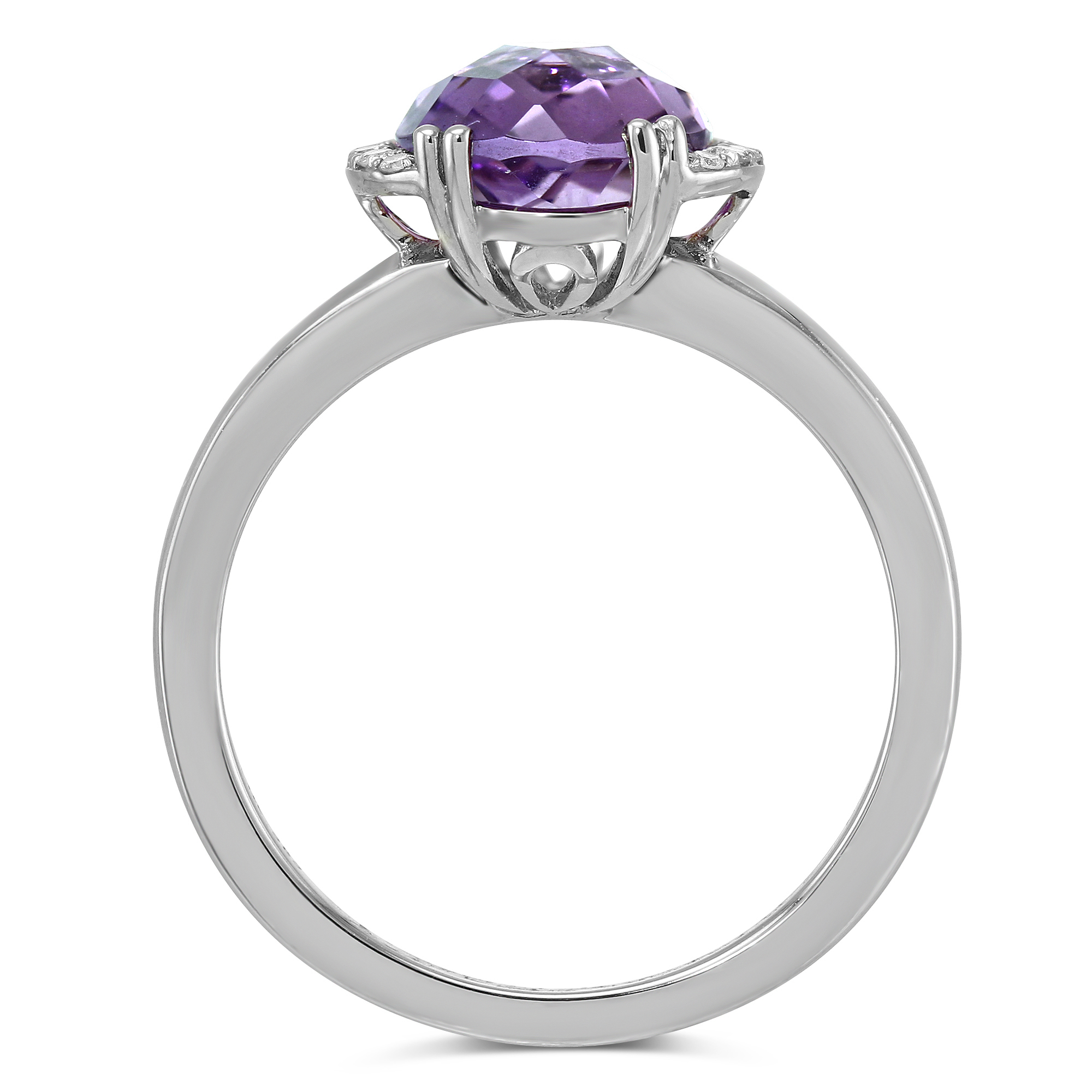Oval Amethyst & Diamond Ring in White Gold