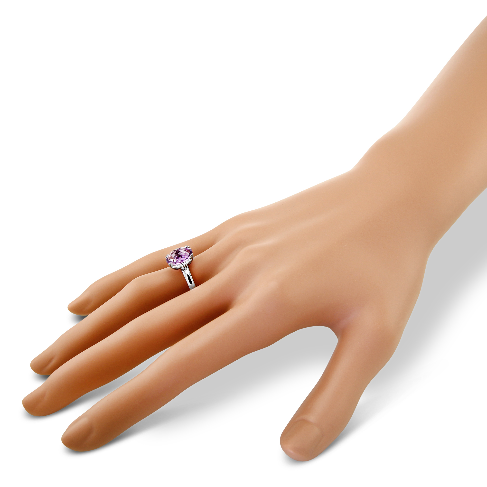 Oval Amethyst & Diamond Ring in White Gold