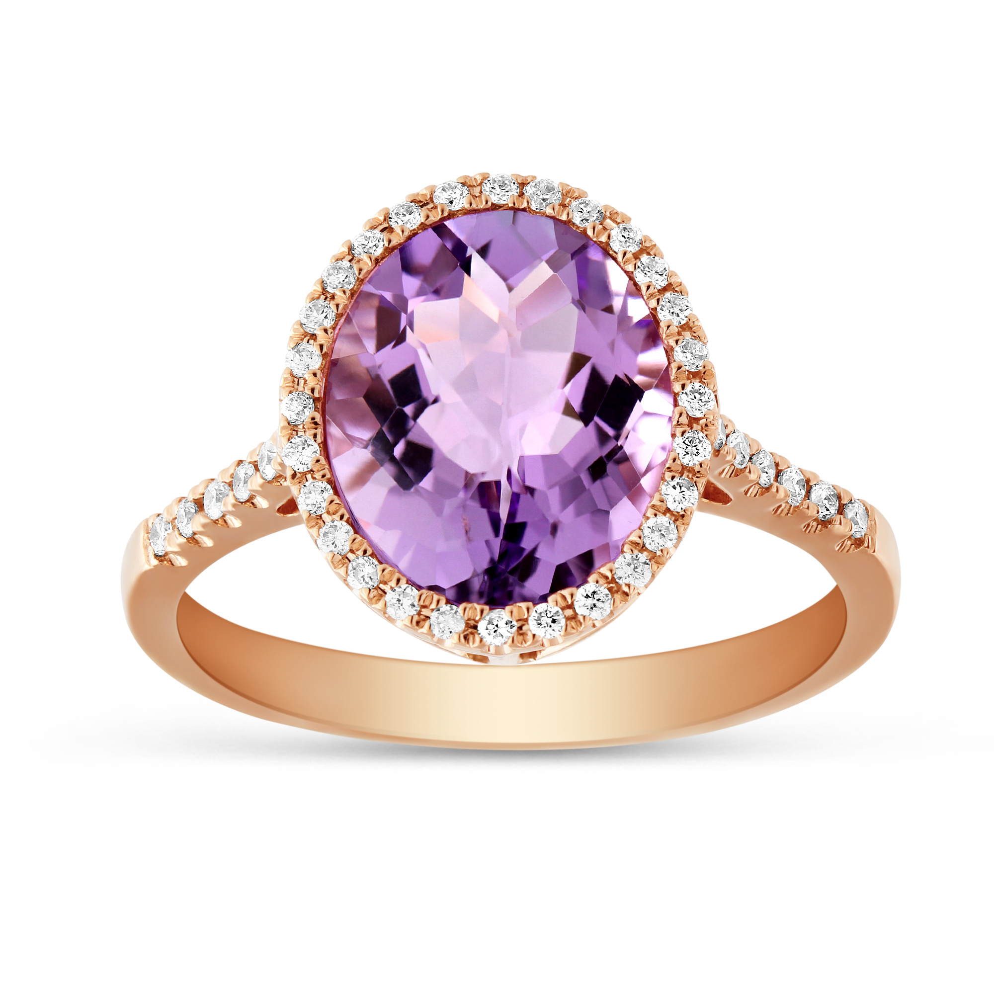 14K Rose Gold Checkerboard Oval Amethyst & Diamond Ring Borsheims