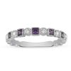 Amethyst & Diamond Geometric Band in White Gold