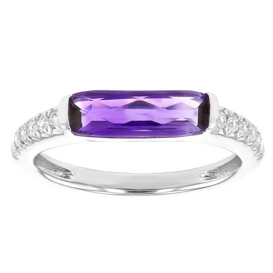 Elongated Cushion Amethyst Diamond Ring In White Gold Borsheims