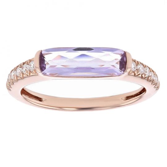 Elongated Cushion Amethyst Diamond Ring In Rose Gold Borsheims