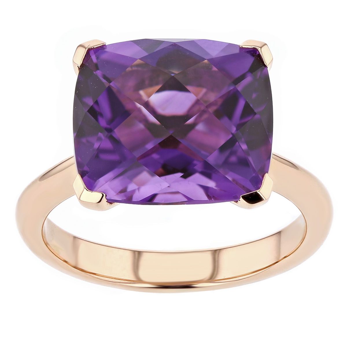 Cushion Amethyst Cocktail Ring in Rose Gold
