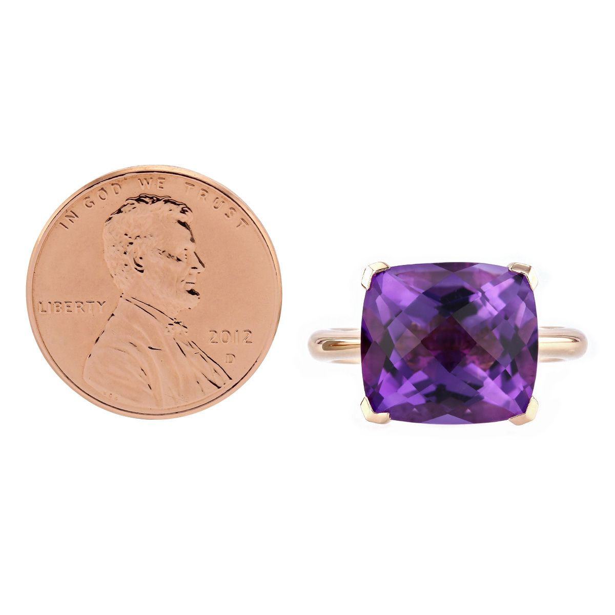 Cushion Amethyst Cocktail Ring in Rose Gold