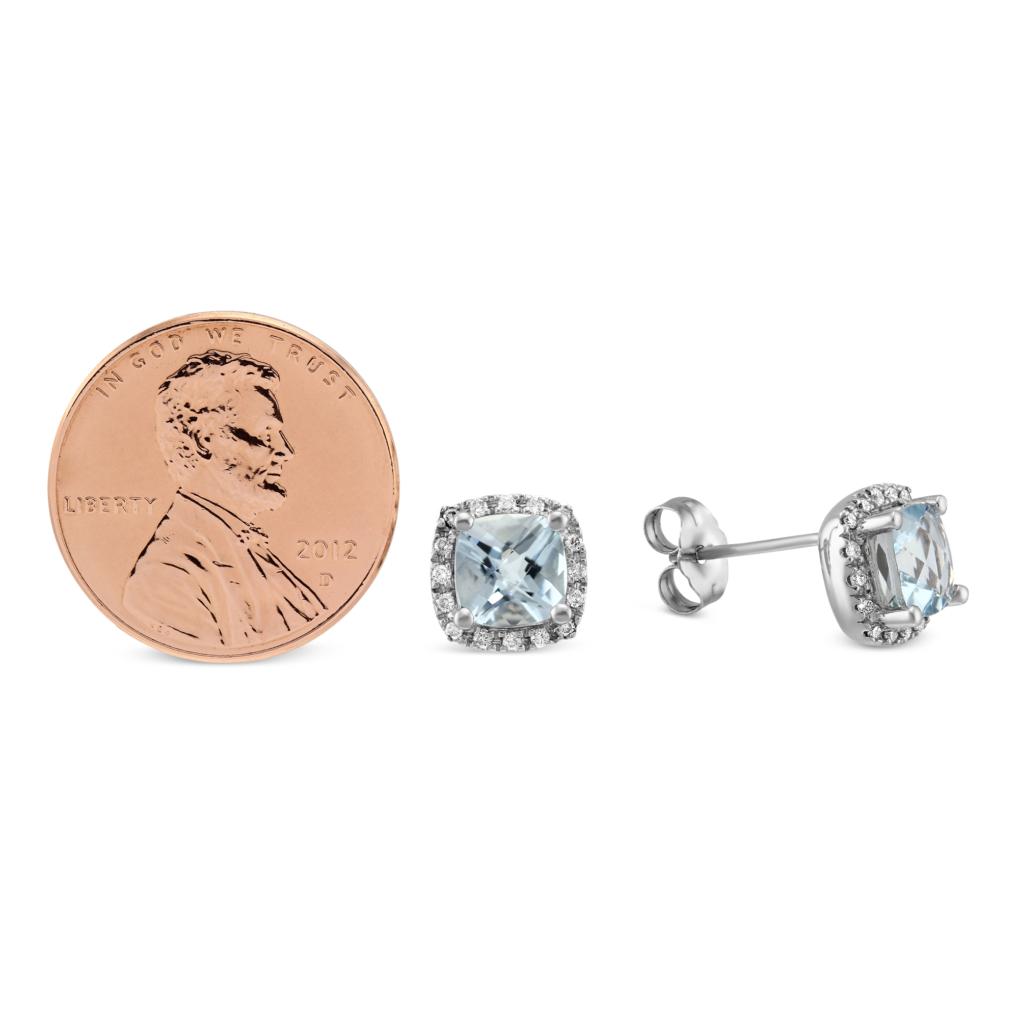Aquamarine & Diamond Frame Earrings in White Gold