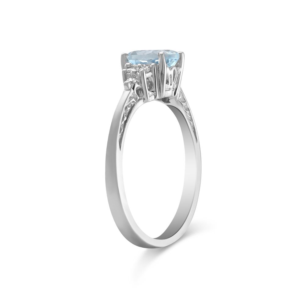 Oval Aquamarine & Diamond Cluster Ring in White Gold