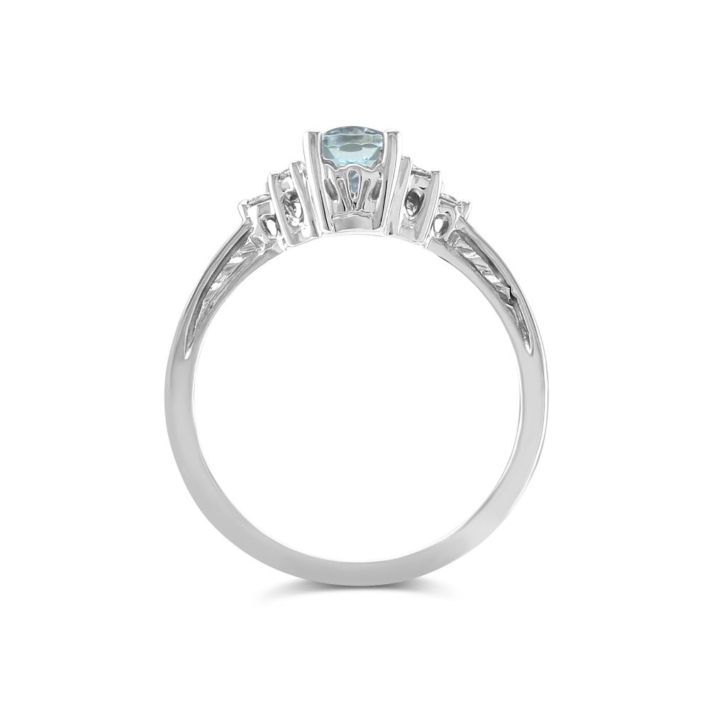 Oval Aquamarine & Diamond Cluster Ring in White Gold