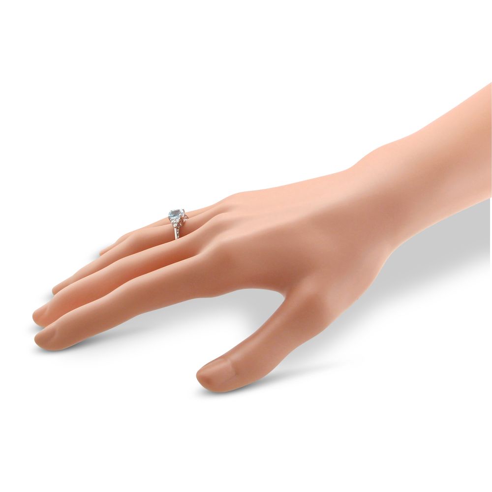 Oval Aquamarine & Diamond Cluster Ring in White Gold