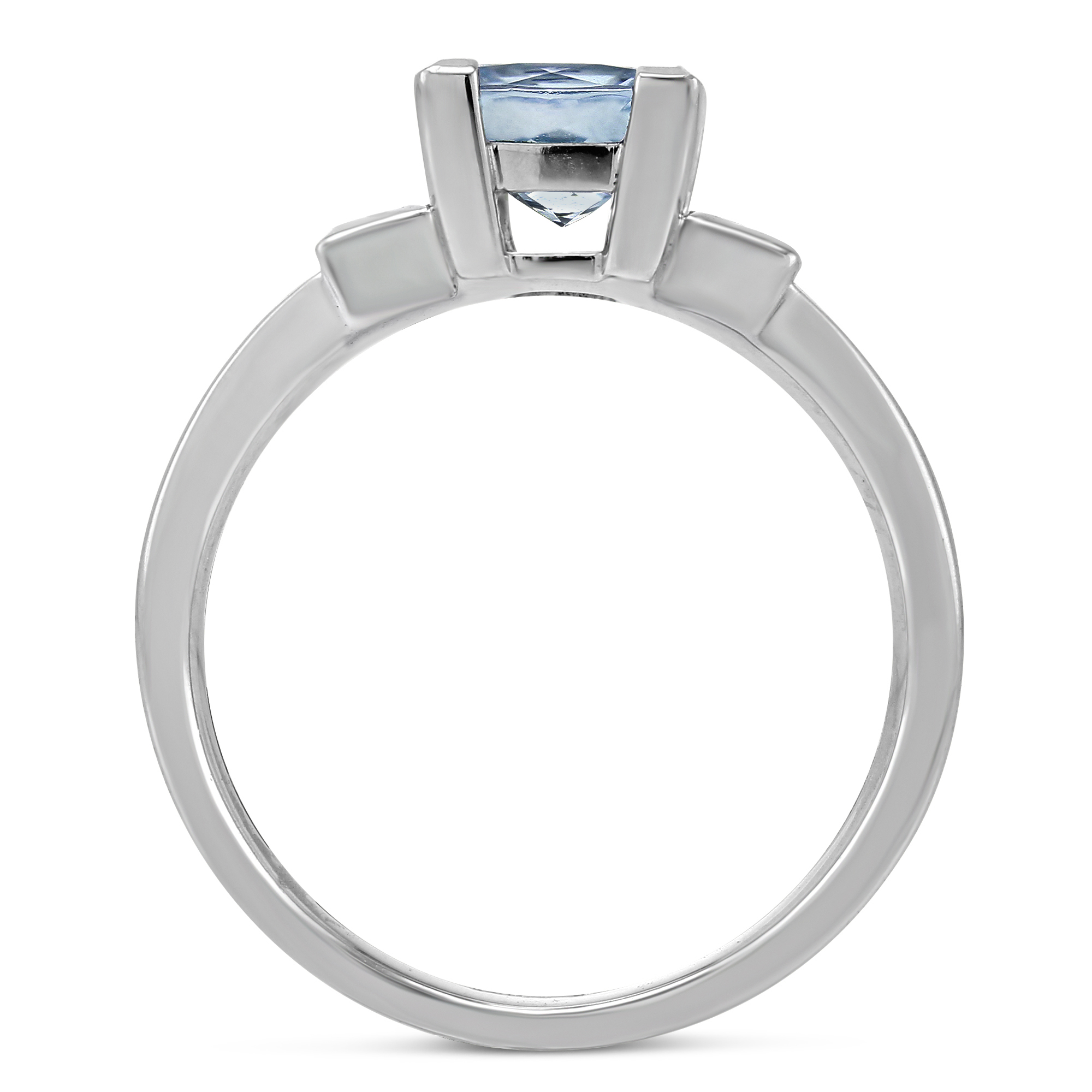 Checkerboard Cushion Aquamarine & Diamond Ring in White Gold
