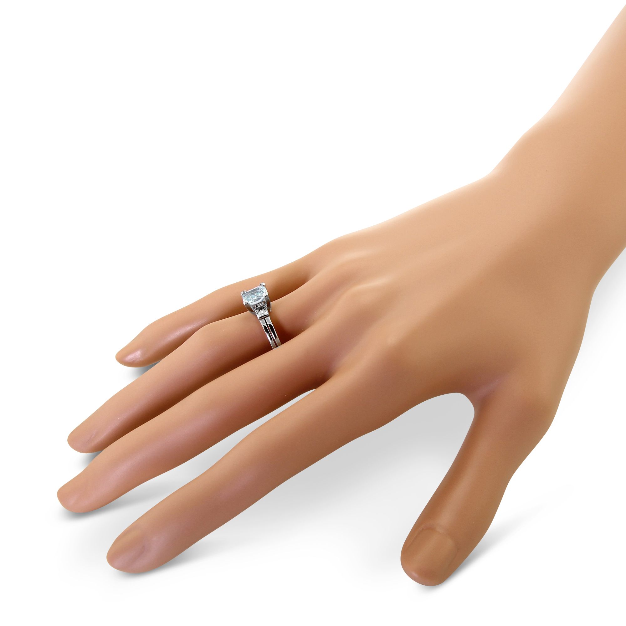 Checkerboard Cushion Aquamarine & Diamond Ring in White Gold