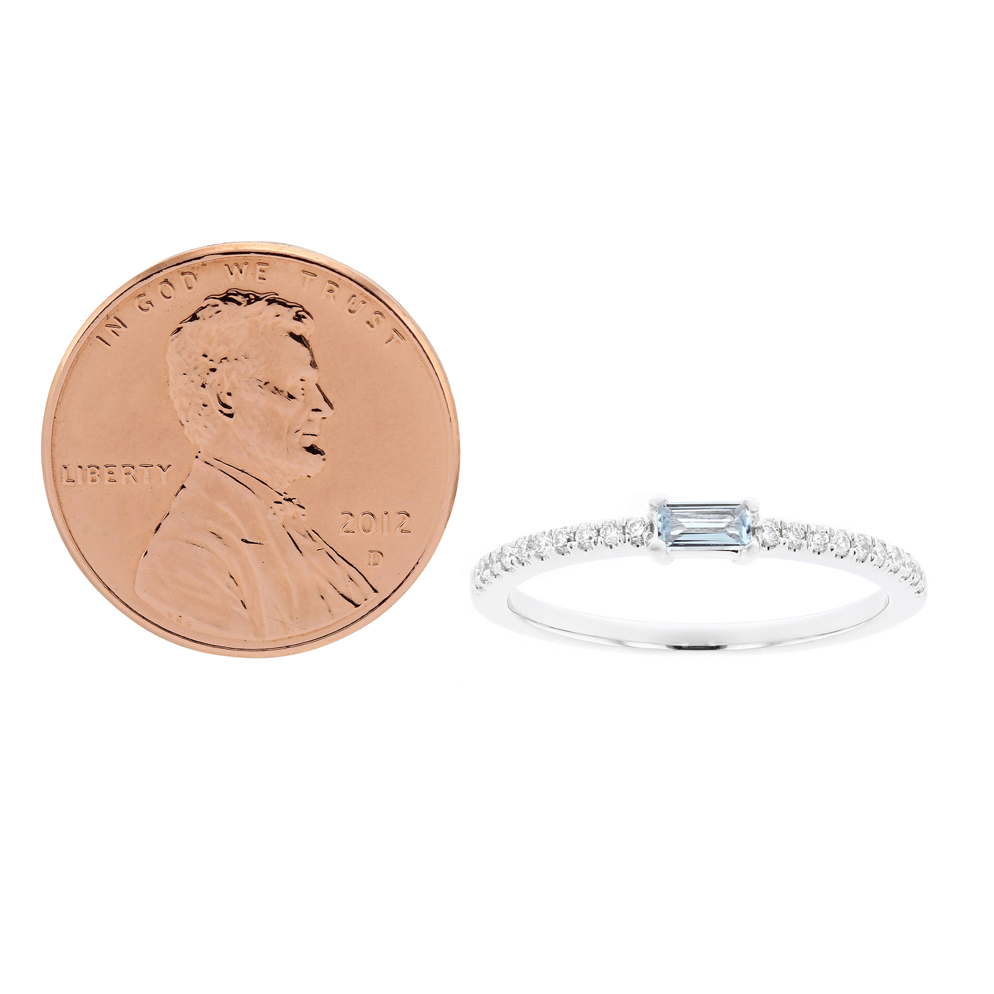 My Story 14K White Gold Baguette Aquamarine & Diamond Ring