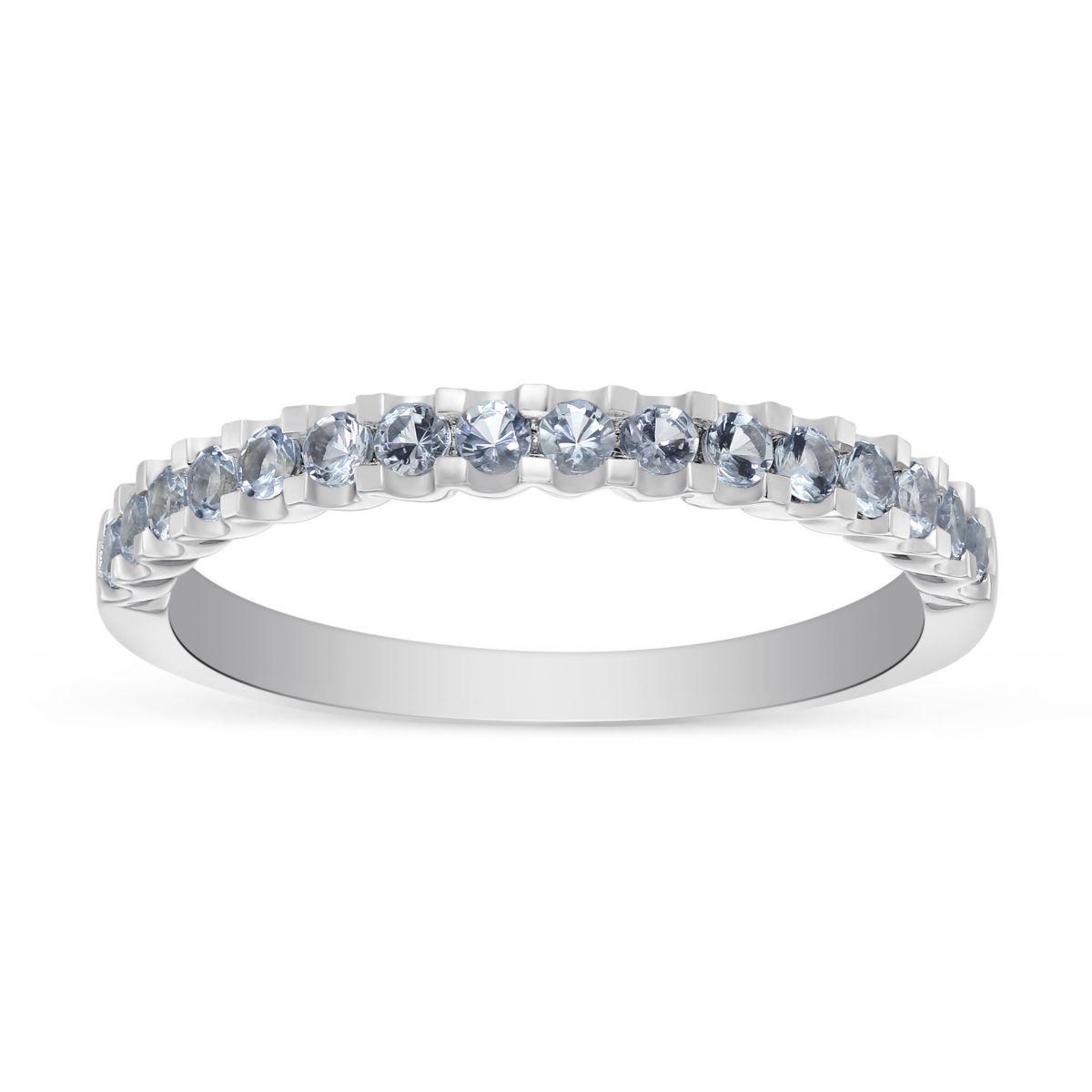 Round Aquamarine Band in White Gold