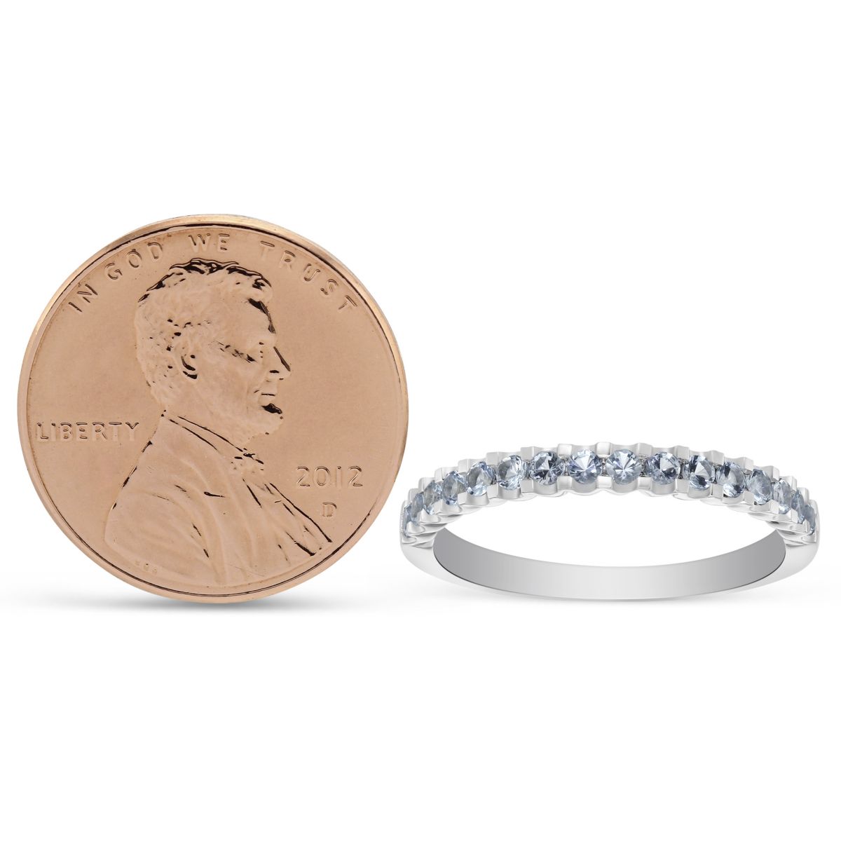 Round Aquamarine Band in White Gold