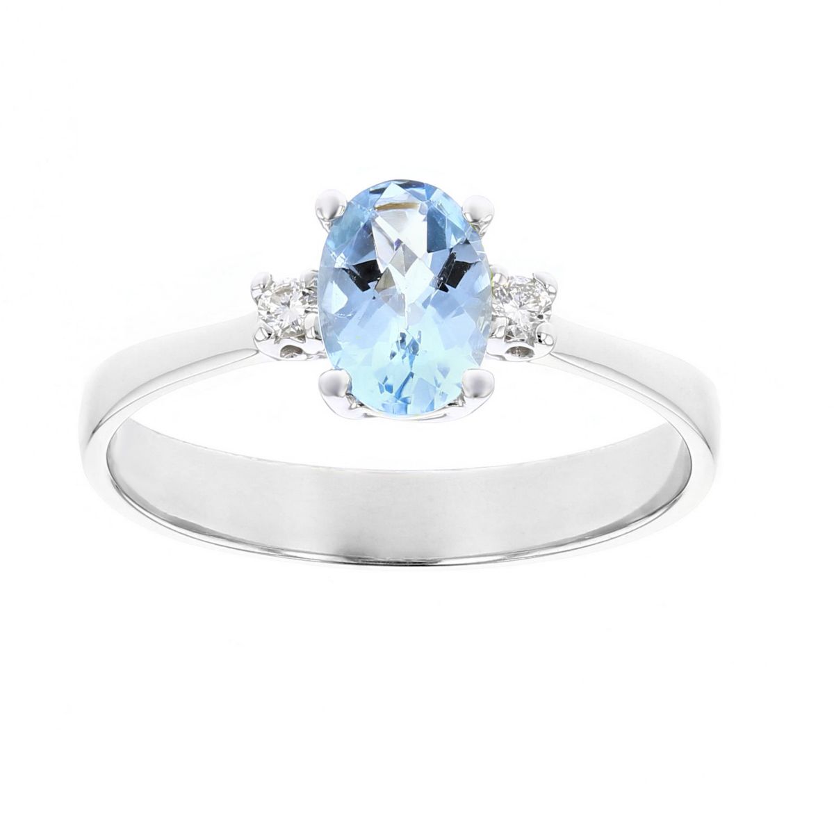 Oval Aquamarine & Diamond Pallette Ring in White Gold