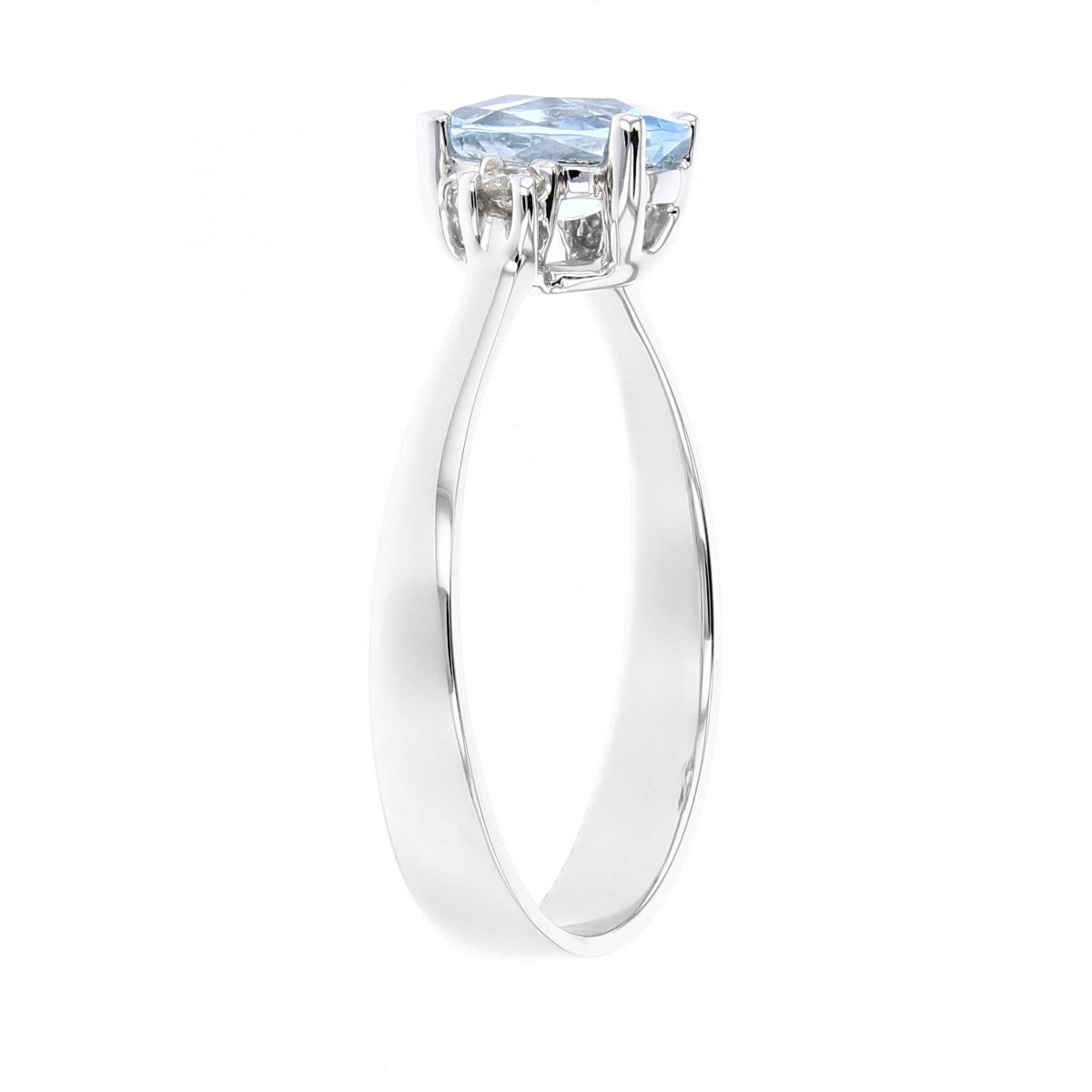 Oval Aquamarine & Diamond Pallette Ring in White Gold