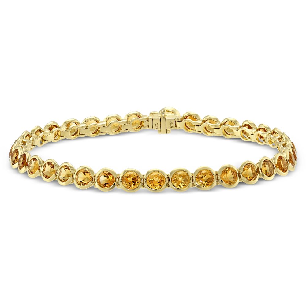 14K Yellow Gold Bezel Set Citrine Bracelet