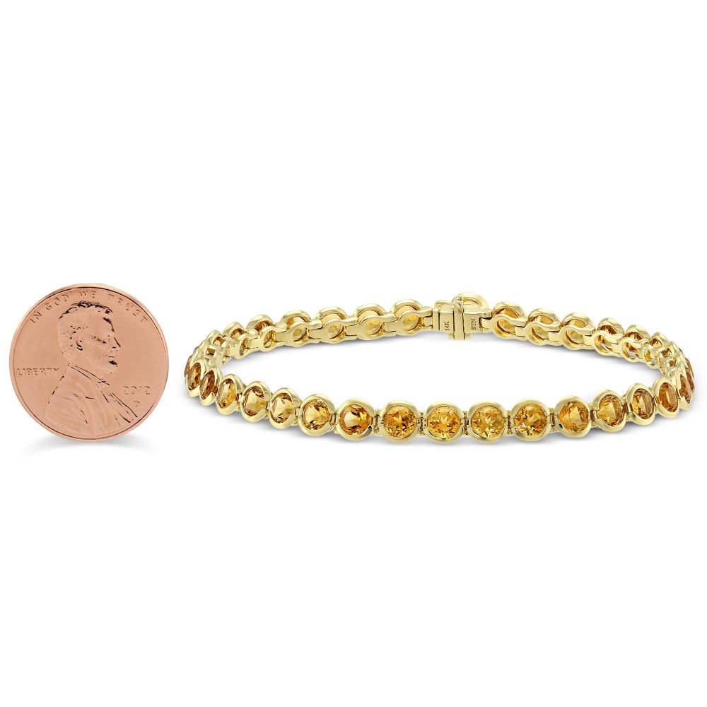 14K Yellow Gold Bezel Set Citrine Bracelet