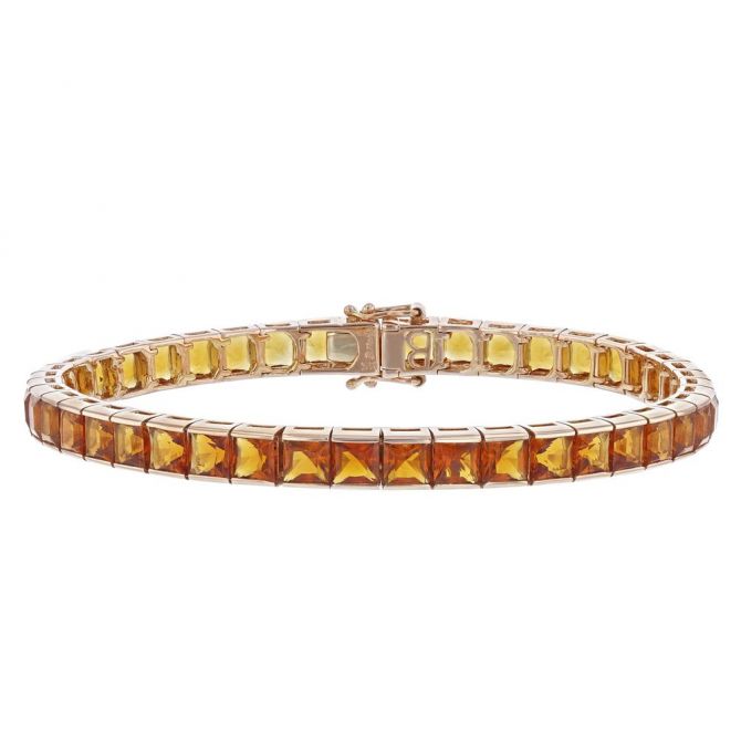 Bellarri 14K Rose Gold Square Citrine Tennis Bracelet, 7"