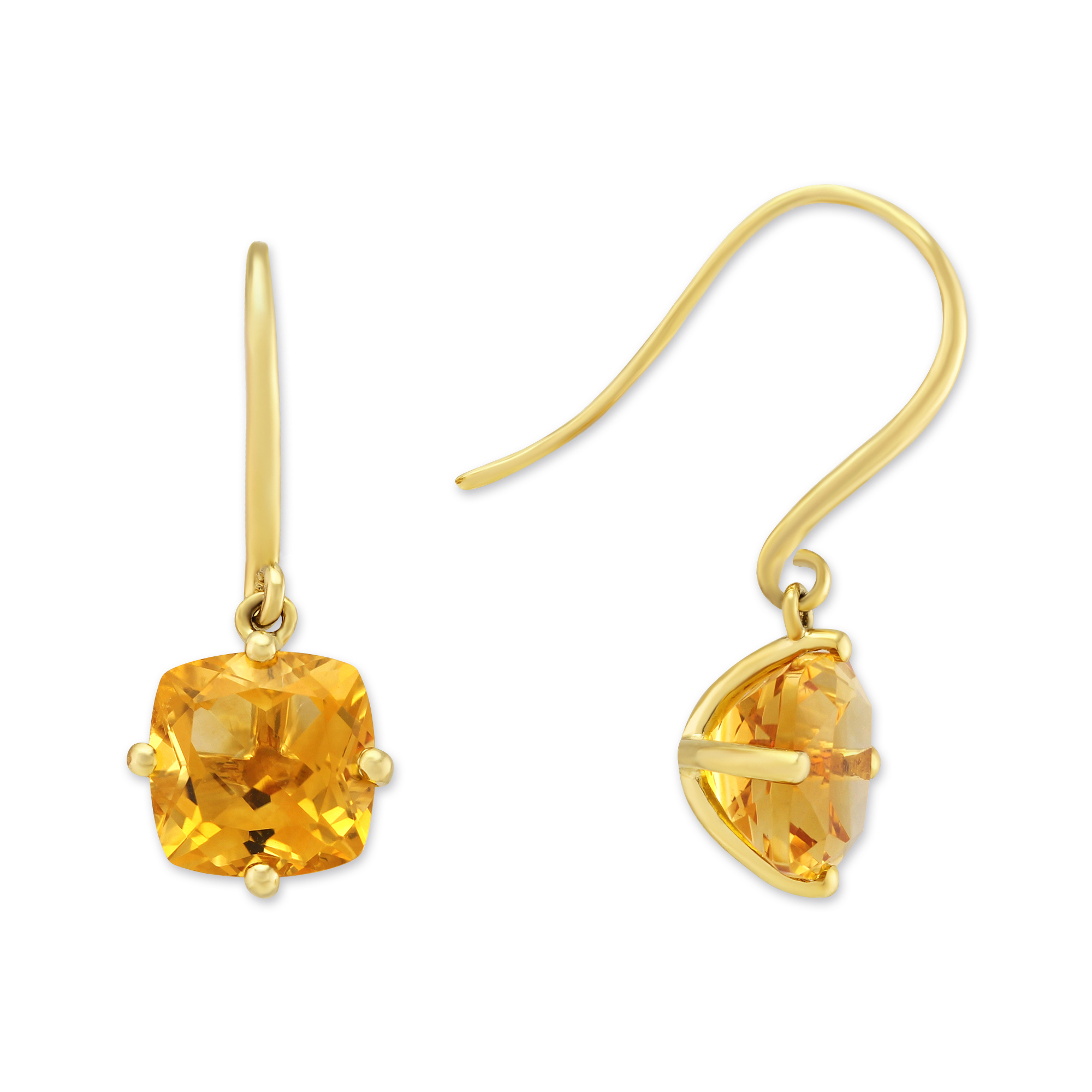 14K Yellow Gold Cushion Citrine Drop Earrings | Borsheims