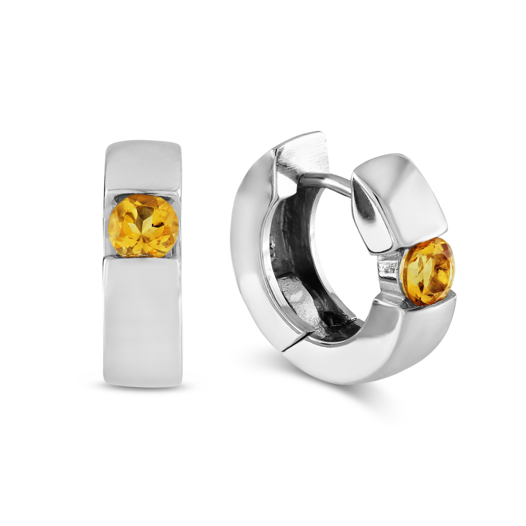 Sterling Silver Citrine Huggie Earrings