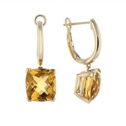 14k Yellow Gold Checkerboard Cushion Citrine Drop Earrings Borsheims 14k Yellow Gold Checkerboard Cushion Citrine Drop Earrings