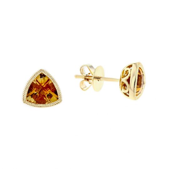 Bezel-Set Trillion Citrine Pendant with Milgrain 6mm Citrine