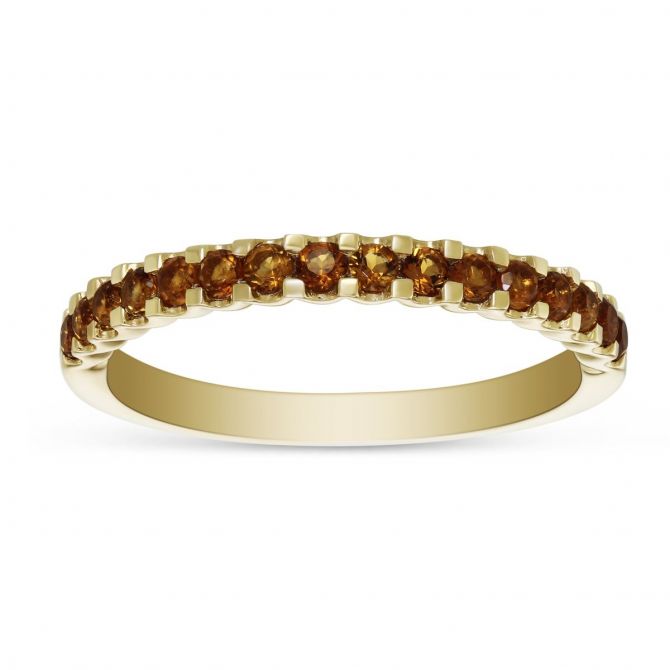14K Yellow Gold Round Citrine Band