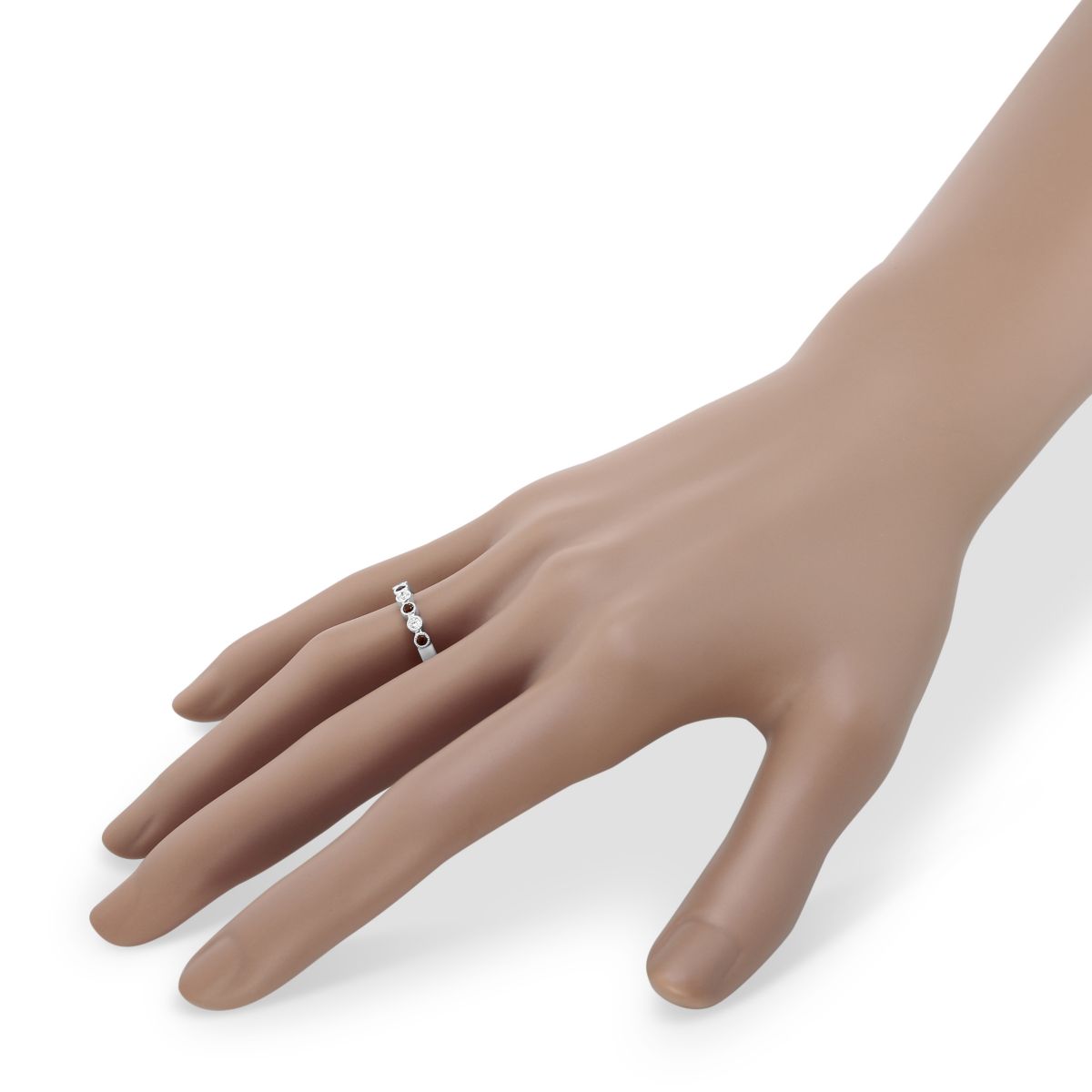 14K White Gold Round Citrine & Diamond Bezel Set Milgrain Ring