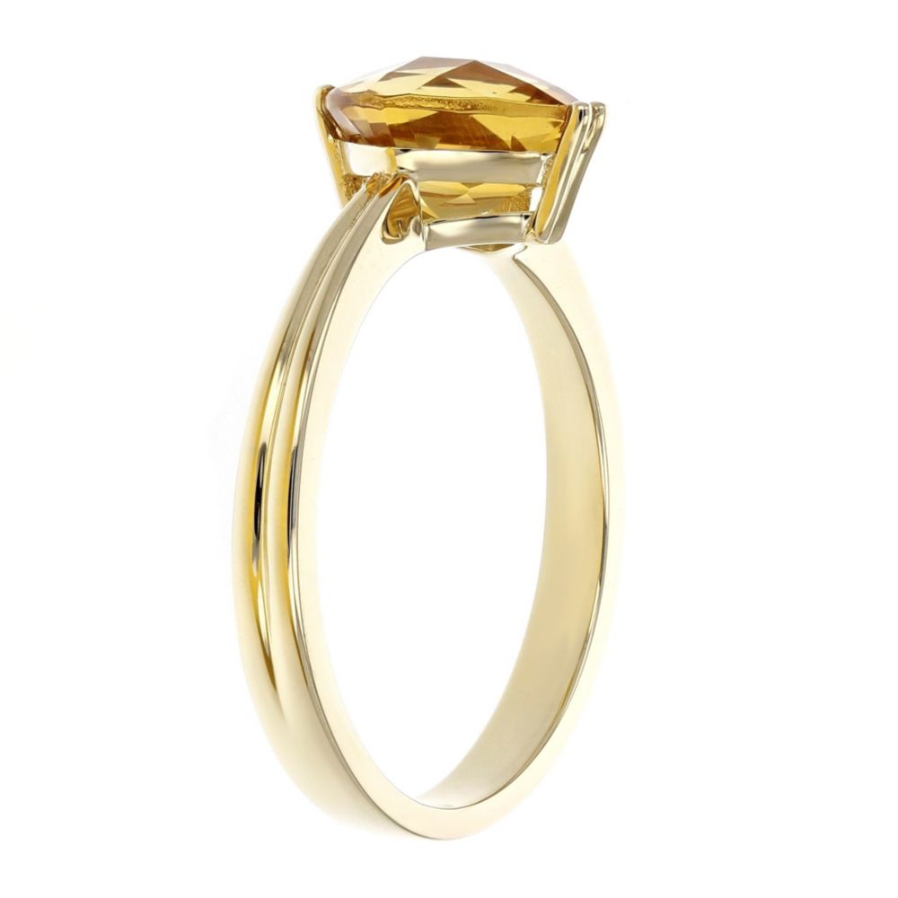 14K Yellow Gold Checkerboard Cushion Citrine Ring