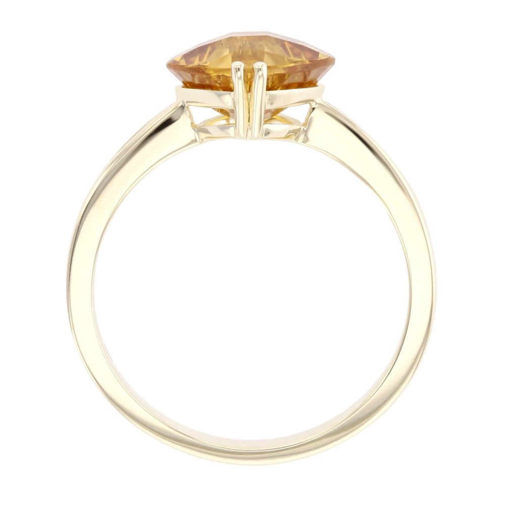 14K Yellow Gold Checkerboard Cushion Citrine Ring
