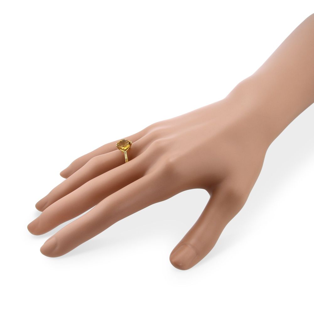 14K Yellow Gold Checkerboard Cushion Citrine Ring