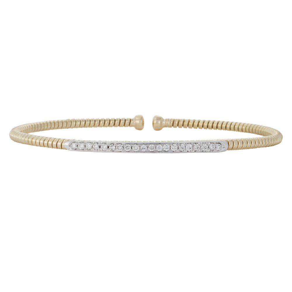 Diamond Bar Cuff Bracelet in Yellow Gold